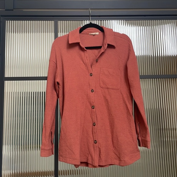 Madewell Waffle Knit Shacket in Terracotta - Picture 3 of 6